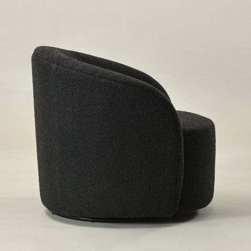 Everitte Bouclé Swivel Barrel Chair - Charcoal Modern Swivel Chair | Swivel Accent Chairs | Kinwell Furniture | Swivel Armchairs
